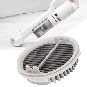 Weisser HEPA-Filter für Staubsauger mit Anwendungsbeispiel