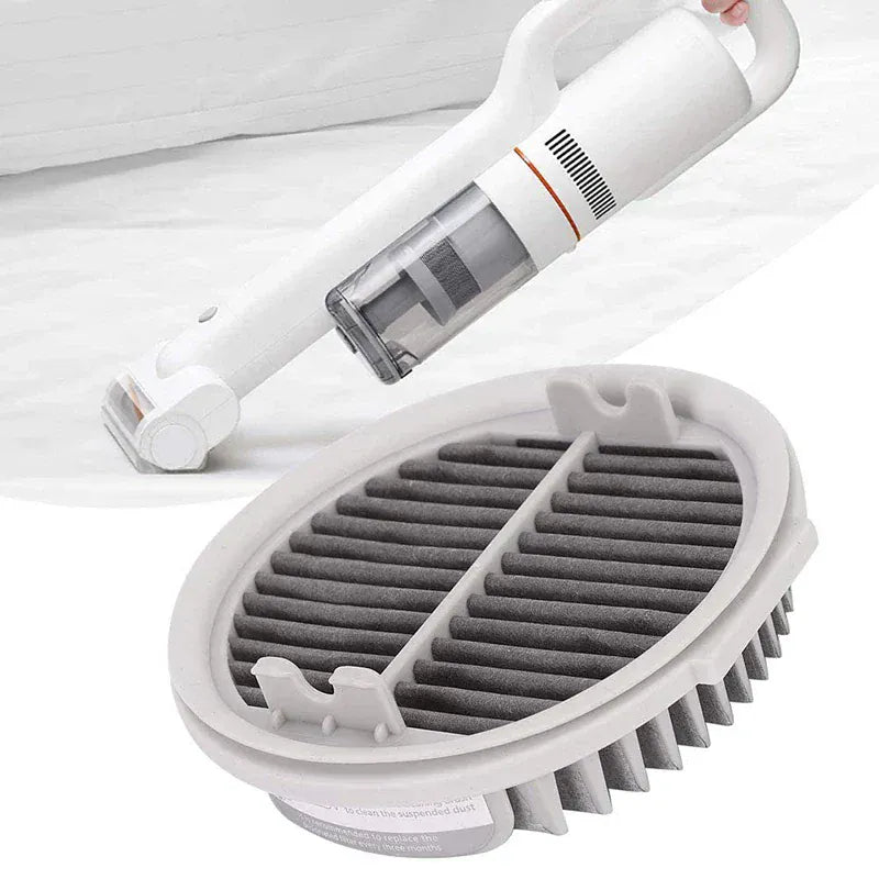 Weisser HEPA-Filter für Staubsauger mit Anwendungsbeispiel