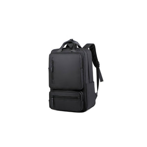 Schwarzer Lederrucksack mit drei Fächern