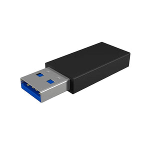 Schwarzer USB-A zu USB-C Adapter von vorne