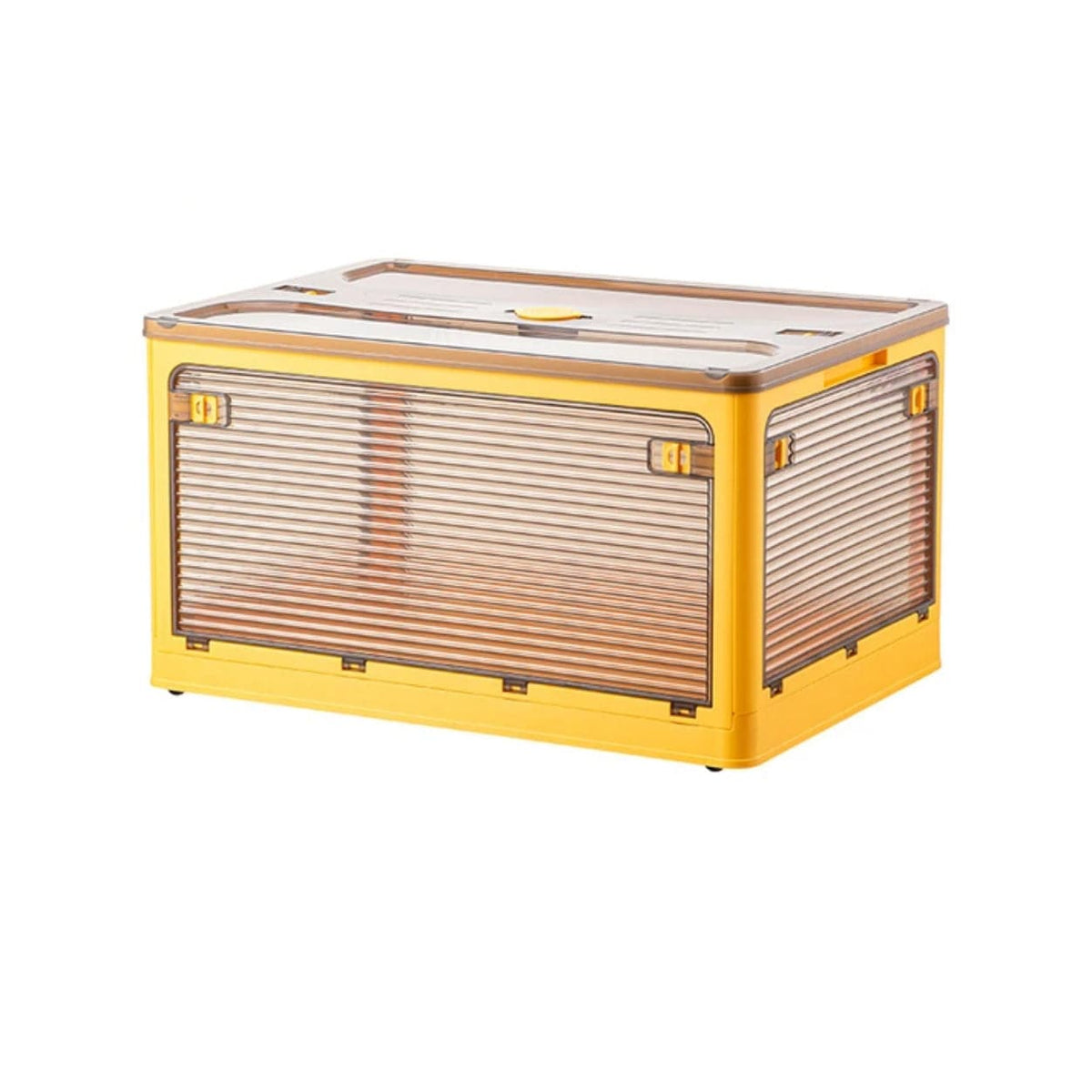Gelbe Haushaltsbox mit transparenten Seiten