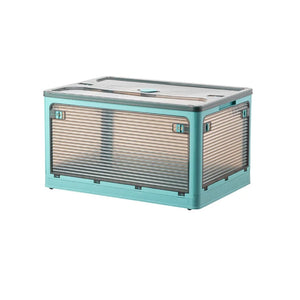 Blaue Haushaltsbox mit transparenten Seiten