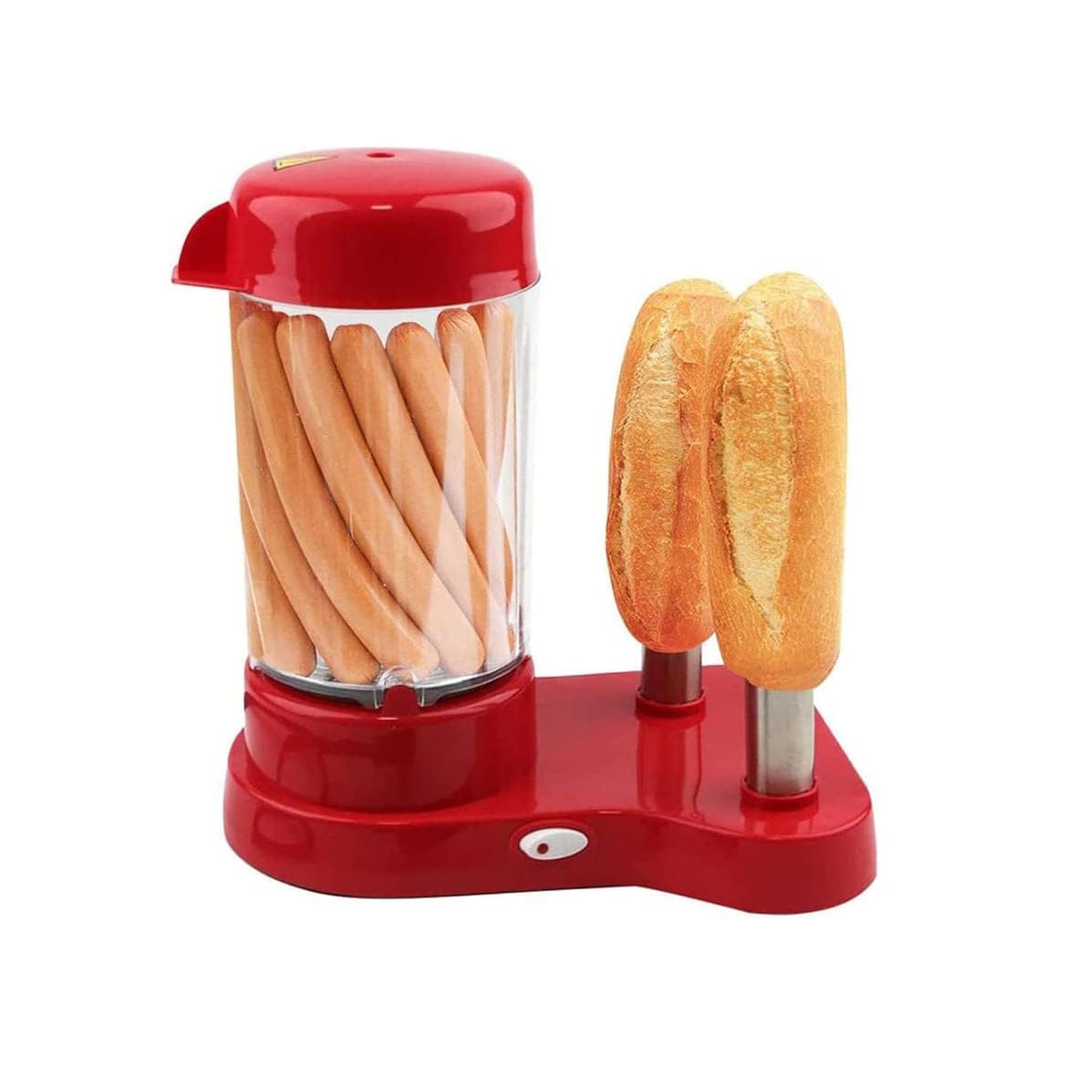 Roter Hot-Dog Maker in einem Anwendungsbeispiel