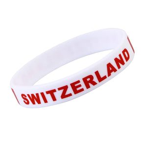 Weisses Silikonarmband mit roter "Switzerland" Aufschrift