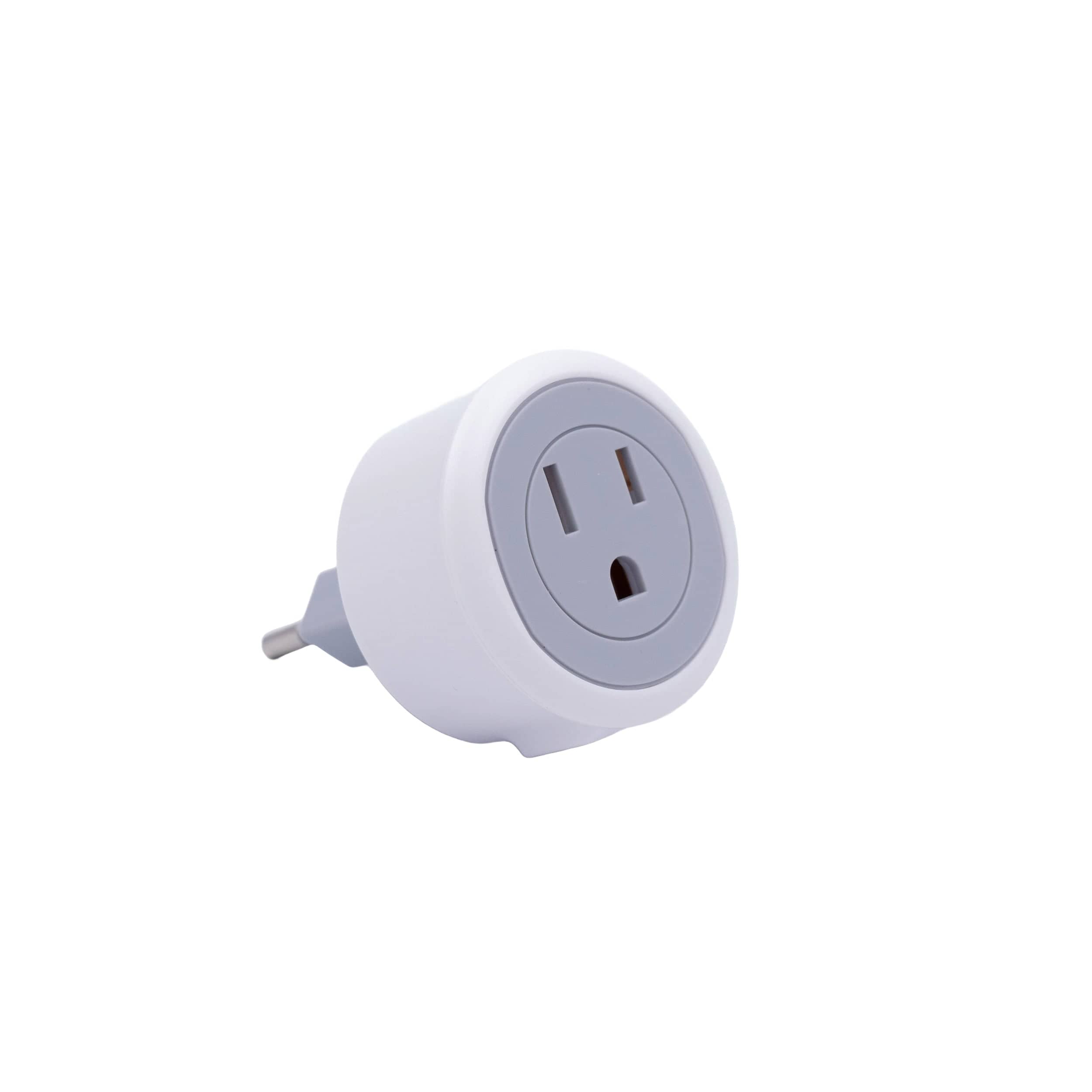 Weisser US-zu-CH Steckdosenadapter von vorne