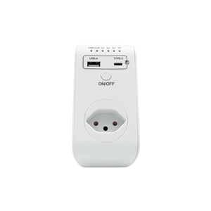 Weisser Multistecker mit USB-A, USB-C, CH Stecker und einem Timer