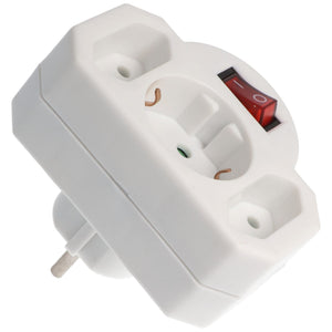 Weisser Multistecker mit zwei CH und einer Schuko Steckdosen von unten