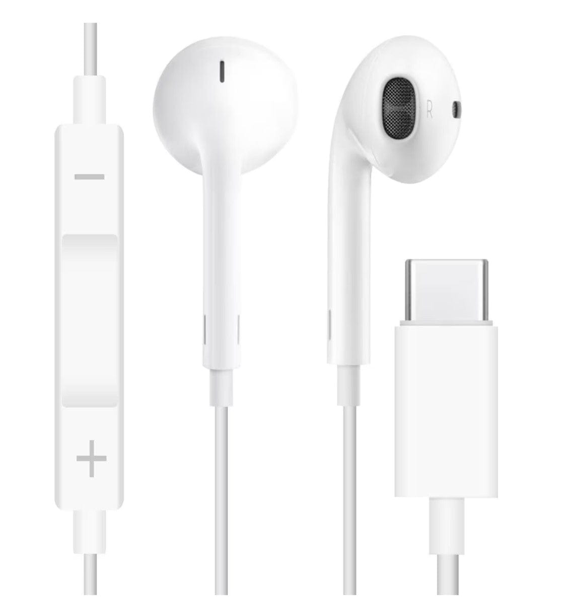 Weisse Kabelgebundene Kopfhörer mit USB-C Anschluss