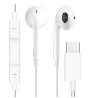Weisse Kabelgebundene Kopfhörer mit USB-C Anschluss