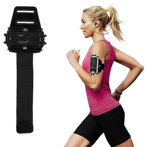 Schwarzes Smartphone Armband mit Anwendungsbeispiel