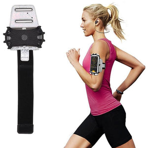 Weiss-schwarzes Smartphone Armband mit Anwendungsbeispiel