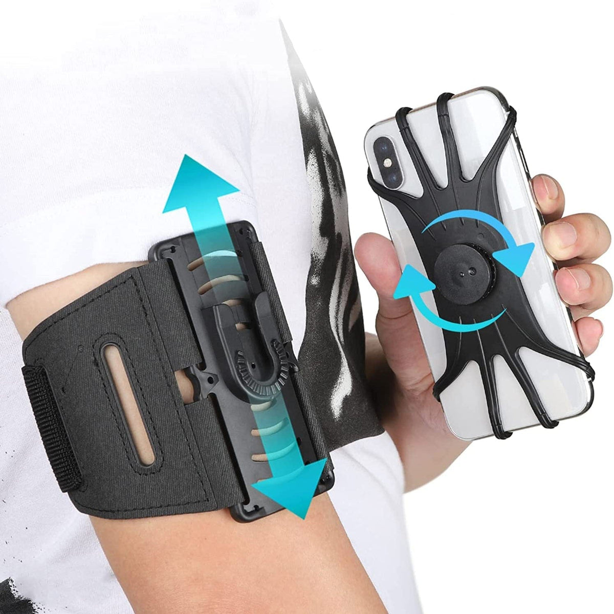 Anleitung wie man das Smartphone mit Gummibefestigung am Armband befestigt