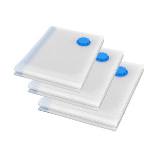 Transparente Vakuumbeutel mit blauem Deckel