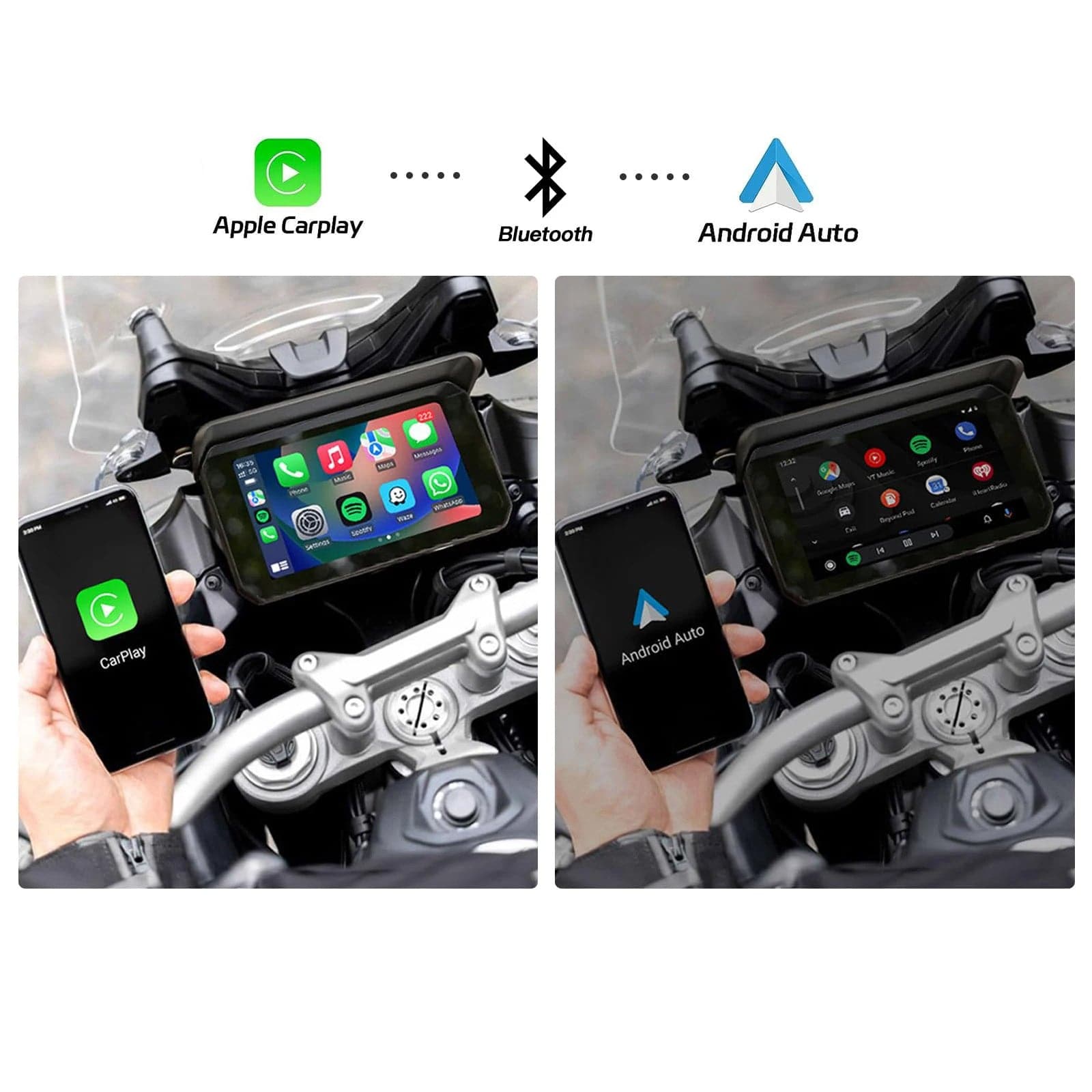 Motorrad wireless Carplay Bildschirm mit Verbindungsbeispiel