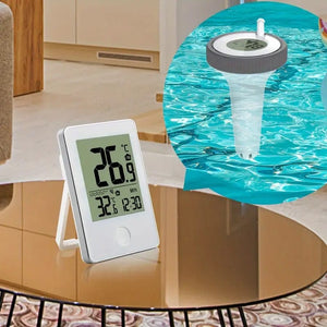 Digitaler Poolthermometer mit Display in einem Anwendungsbeispiel