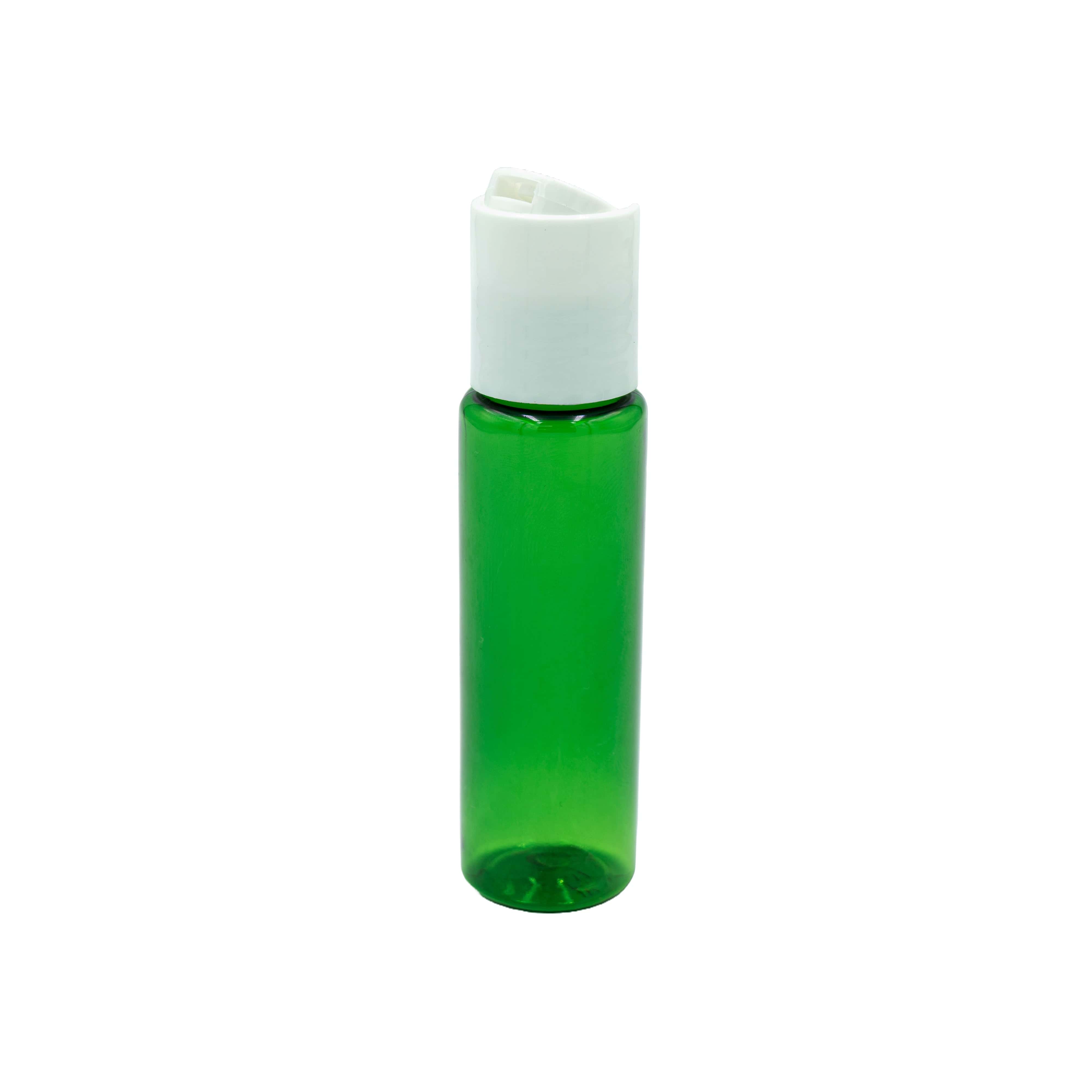 Herangezoomtes Bild an grüne Flasche mit weissem Deckel