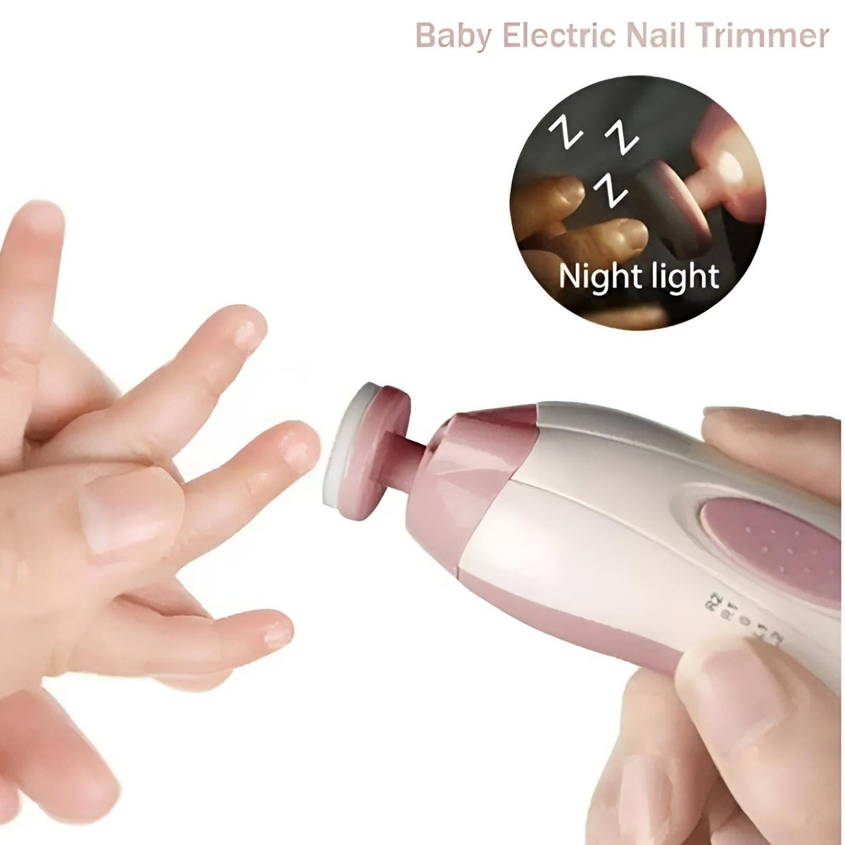 Pinkes Baby Nagelpflege-Set mit Anwendungsbeispiel