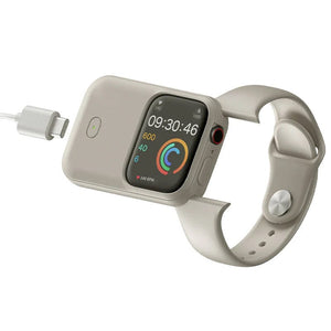 Beige Powerbank für Apple Watch in einem zweiten Anwendungsbeispiel