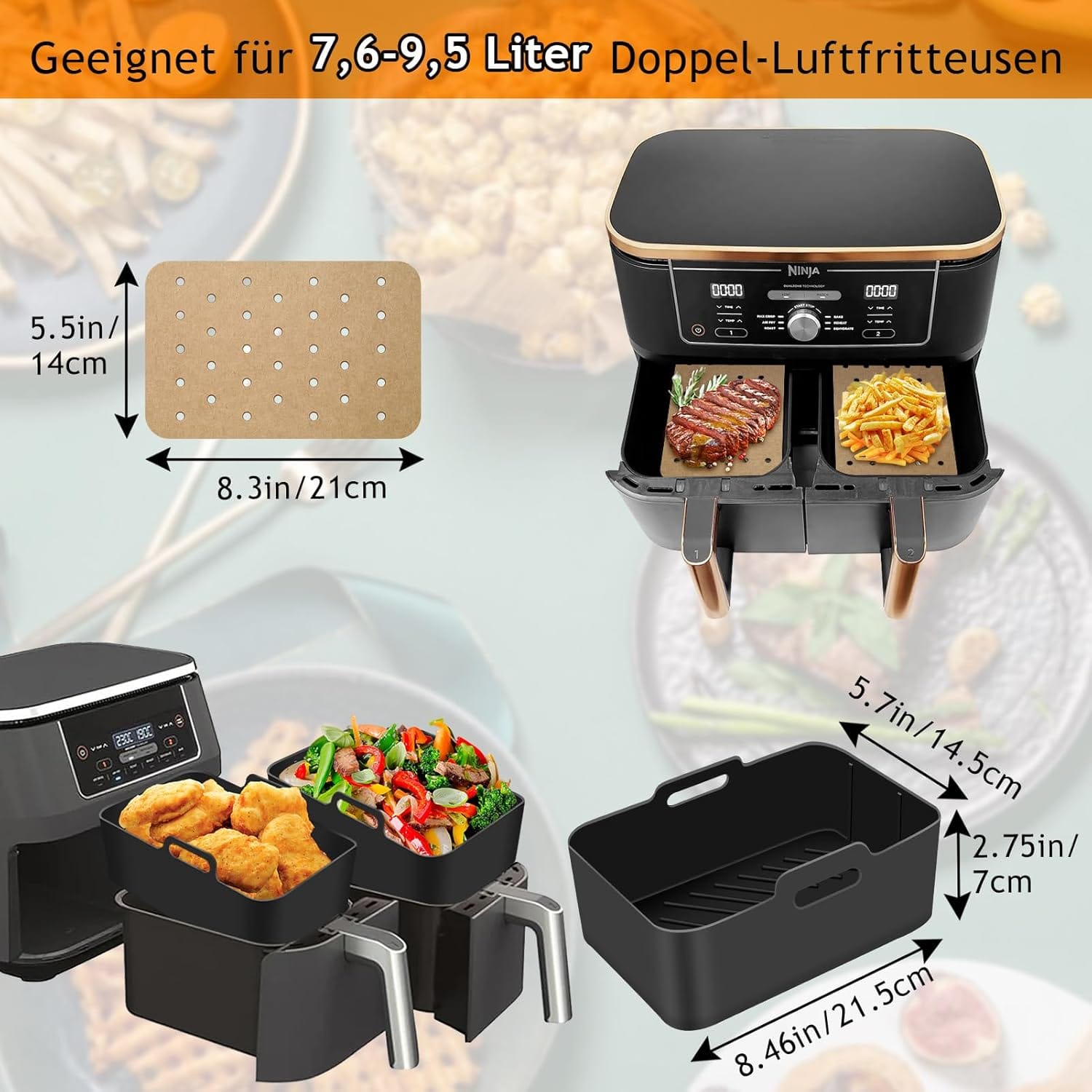Airfryer Zubehör-Set mit Blech in einem Anwendungsbeispiel