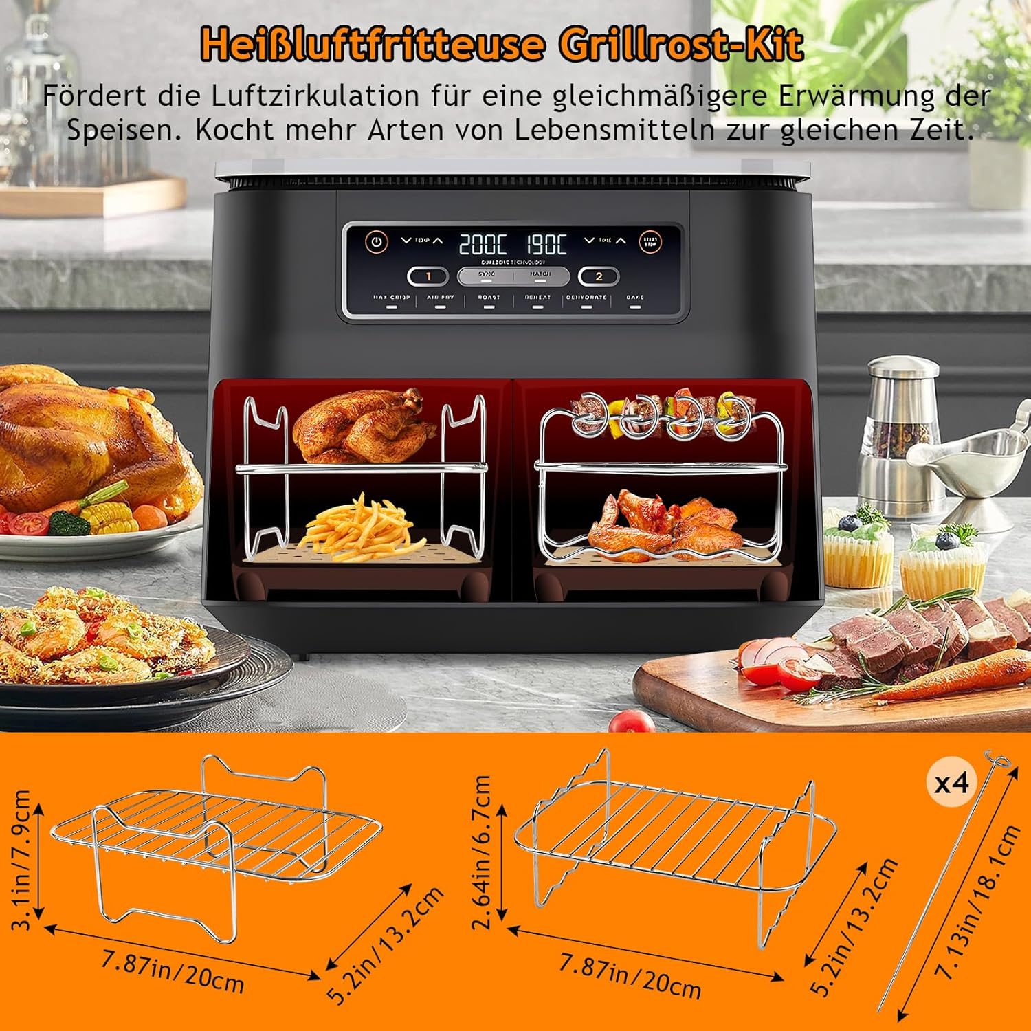 Airfryer Zubehör-Set mit Gitter in einem Anwendungsbeispiel