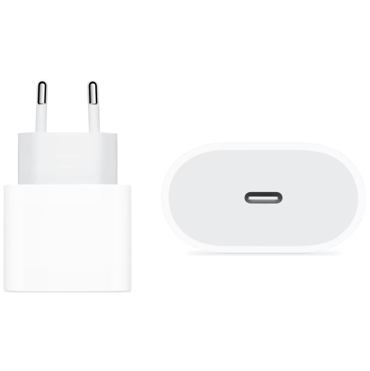 Weisser Adapter mit USB-C Anschluss von vorne und von unten