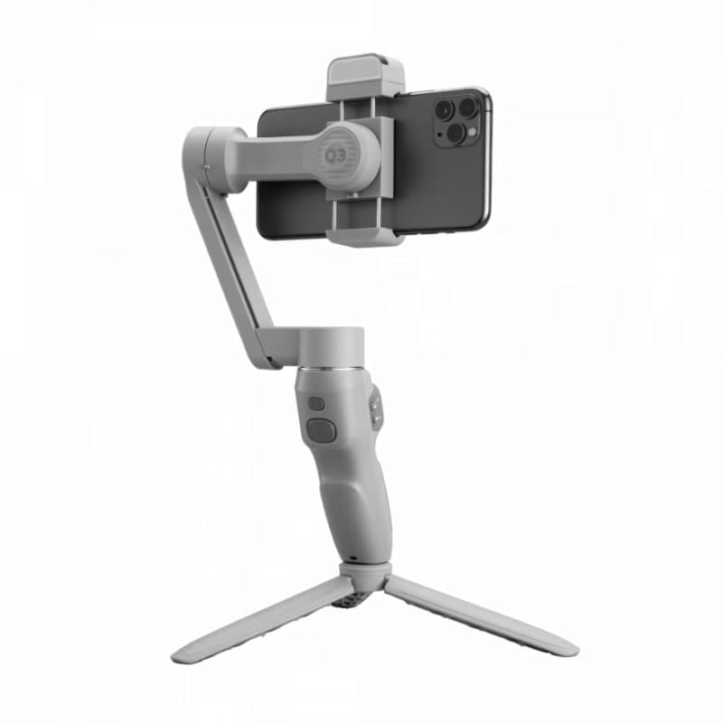 Graues, einklappbares Handystativ und Selfiestick von hinten