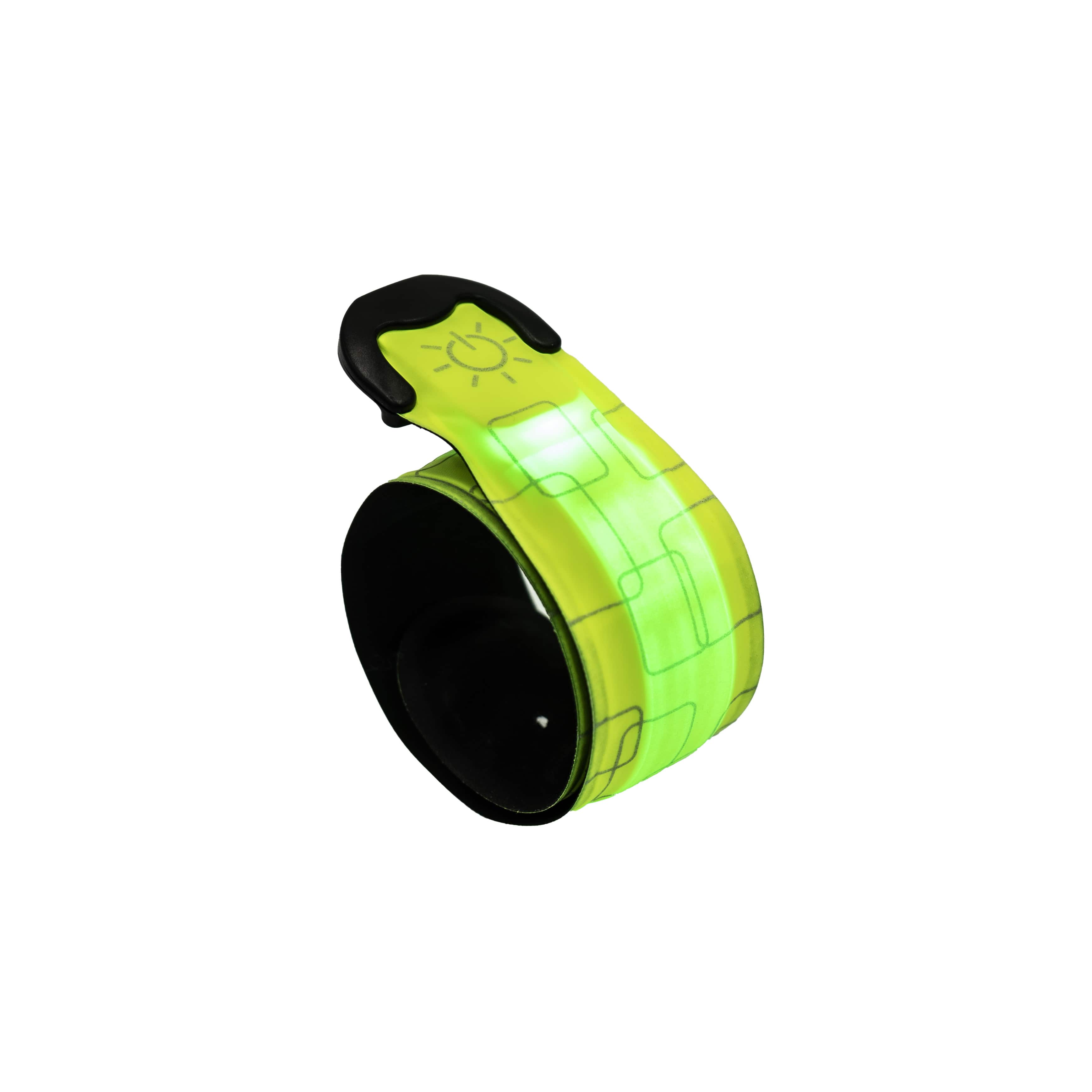 Gelbes Reflektor-Lichtband zusammengerollt und angeschaltet