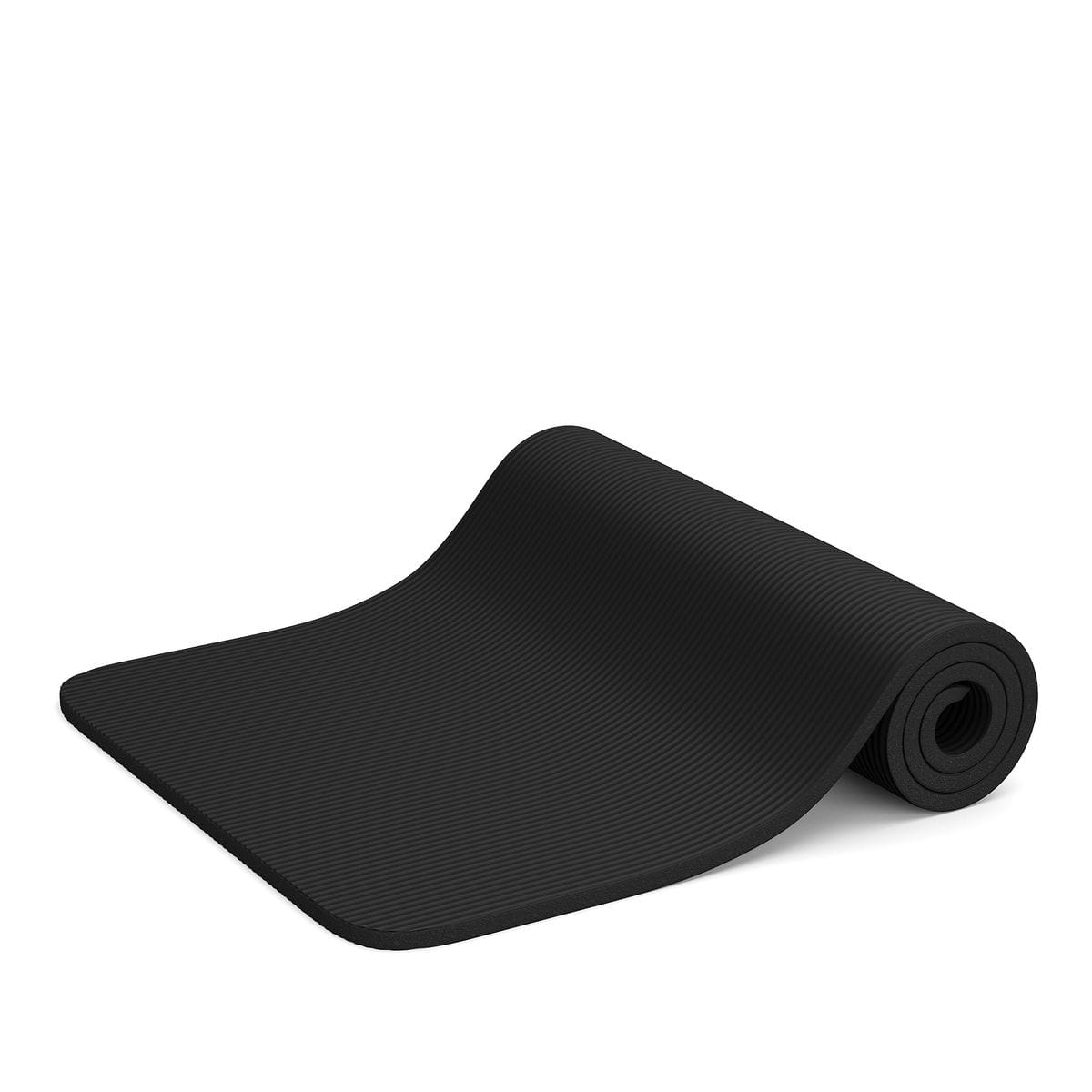 Schwarze, eingerollte Fitnessmatte