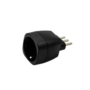 Schwarzer Steckdosen Adapter CH zu IT