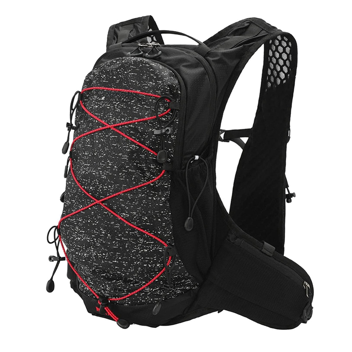 Schwarzer Rucksack mit roten Details