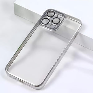 Transparente iPhone-Hülle mit silberner Umrandung für das iPhone 16 Pro Max