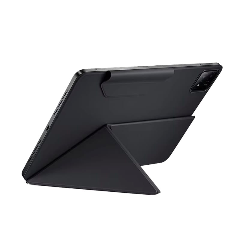 Schwarze, aufgestellte iPad-Hülle