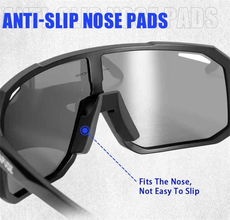 Schwarze Sport-Sonnenbrille mit Anti-rutsch Pads