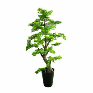 Künstlicher, detaillierter Bonsai mit schwarzem Topf