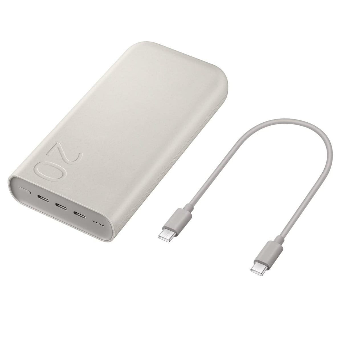 Weisse Powerbank mit USB-C Ladekabel