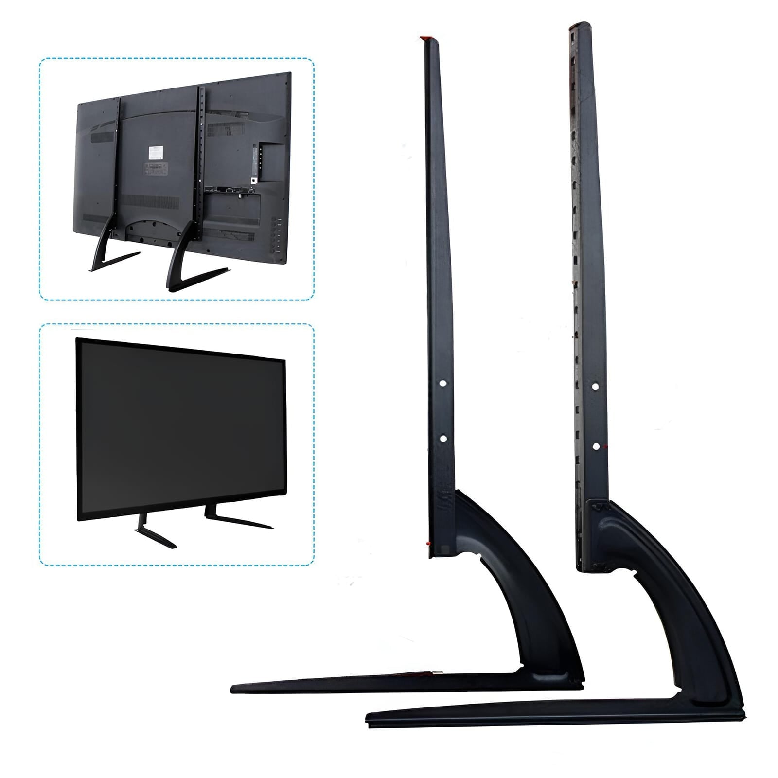 Schwarze Fernseher Standfüsse in einem Anwendungsbeispiel mit Sicht von hinten