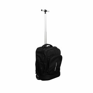 Schwarzer Rucksack-Trolley mit Griff ausgefahren