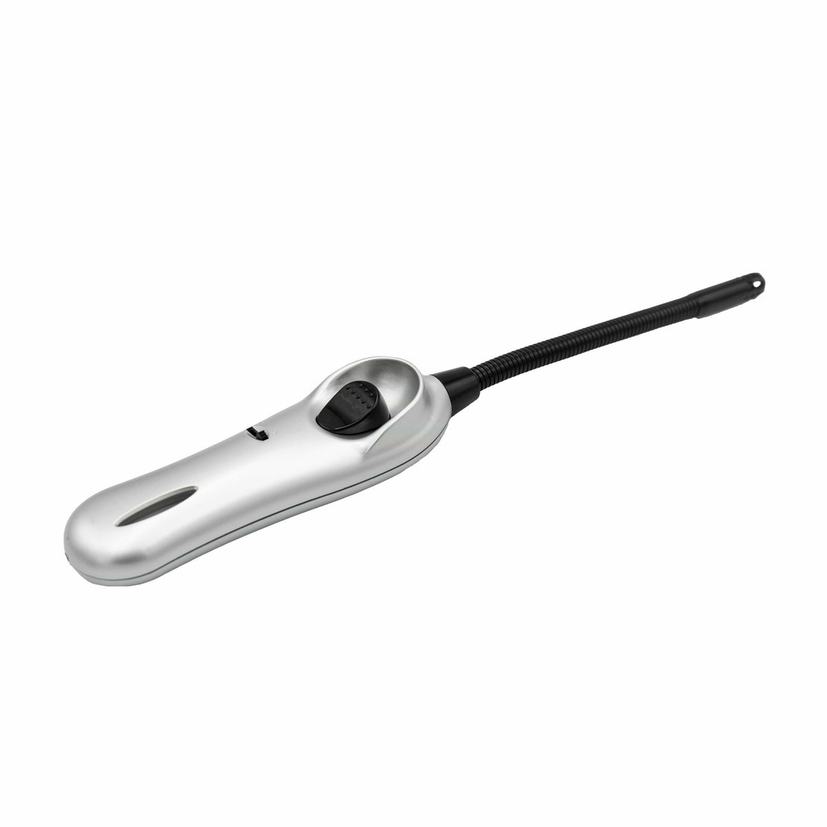 Silbernes Stabfeuerzeug mit schwarzem Knopf