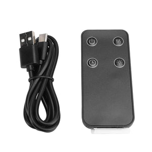 Schwarzes Ladekabel und schwarze Fernbedienung mit vier Knöpfen