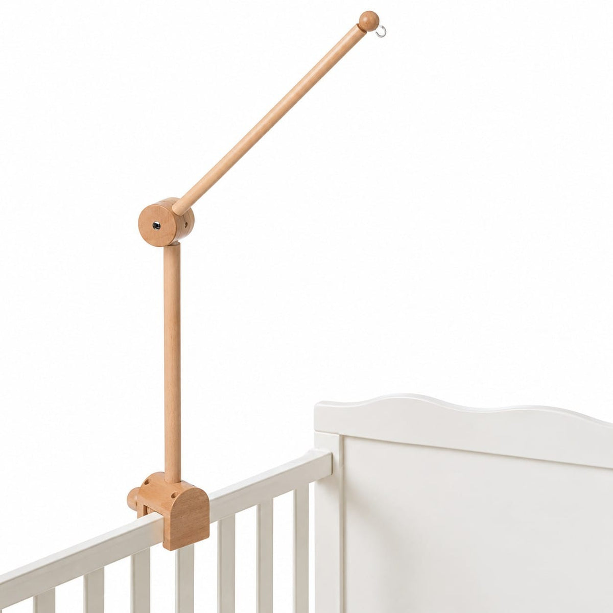 Baby Mobile Halterung – 100% Buchenholz, kindersichere Beschichtung, Klemmbefestigung