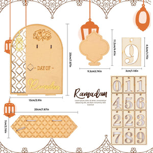 Holz Ramadan-Kalender mit Tages Anzeige in einzelnen Teilen mit ihren Massen