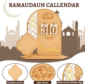 Holz Ramadan-Kalender mit Tages Anzeige und Produktdetails