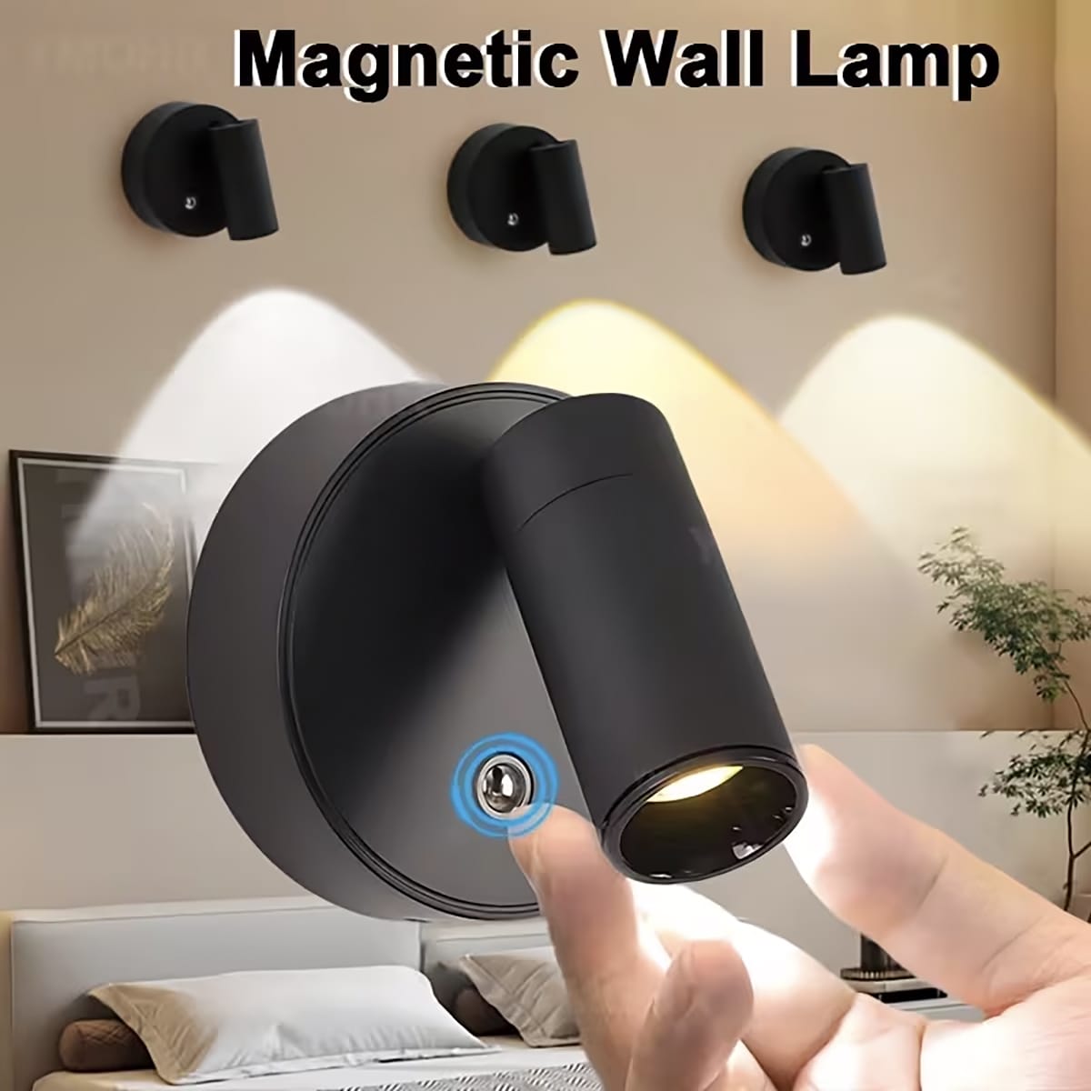 Schwarzes LED Spot-Light mit Beispielen der Wärmestufen
