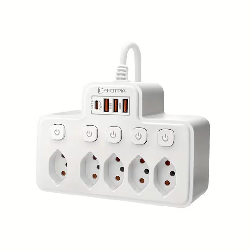 Mehrfachsteckdose 5-fach mit USB-A & USB-C – Überspannungsschutz