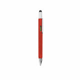Roter, multifunktionaler Kugelschreiber mit Massstab, Wasserwage, Schraubenzieher und Touch-Tip