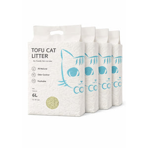 Vier Tofu-Katzenstreu-Beutel