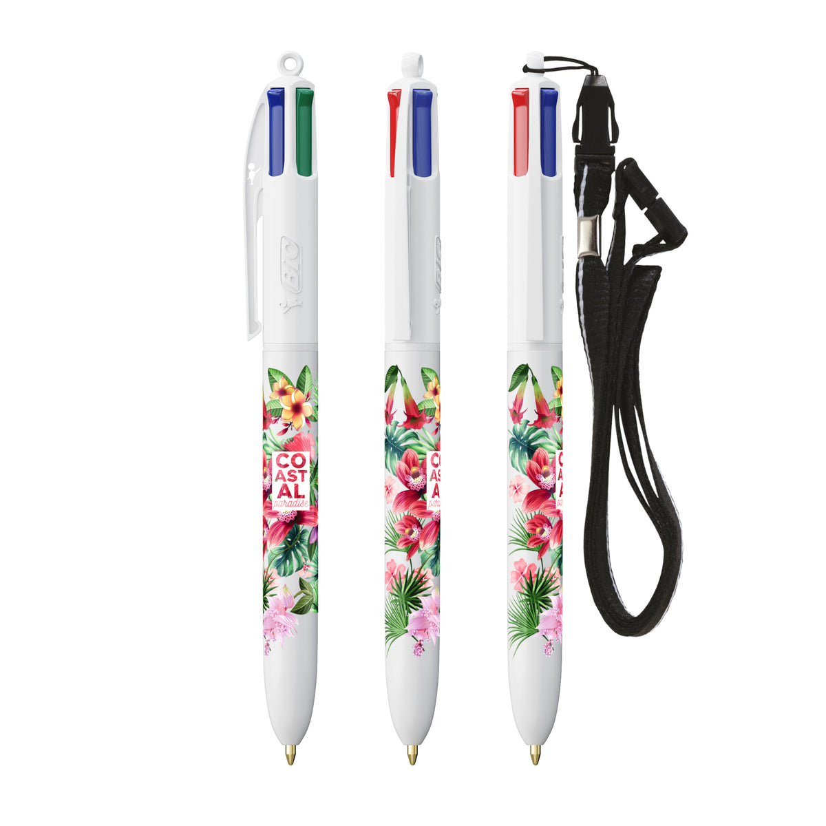 Stylo-bille BIC® 4 Couleurs® + Cordon