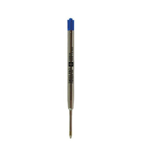 Silberne Ersatzmine mit schwarzer Aufschrift und blauer Tinte