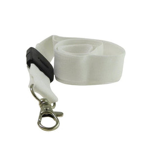Weisses, trennbares Schlüsselband mit silbernem Karabiner