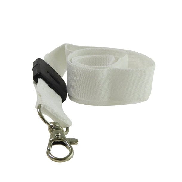 Weisses, trennbares Schlüsselband mit silbernem Karabiner